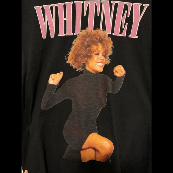 Port and Company Tops - Rare WHITNEY Houston Black Ring Spun Cotton Long Sleeve Tee T-shirt Size Medium